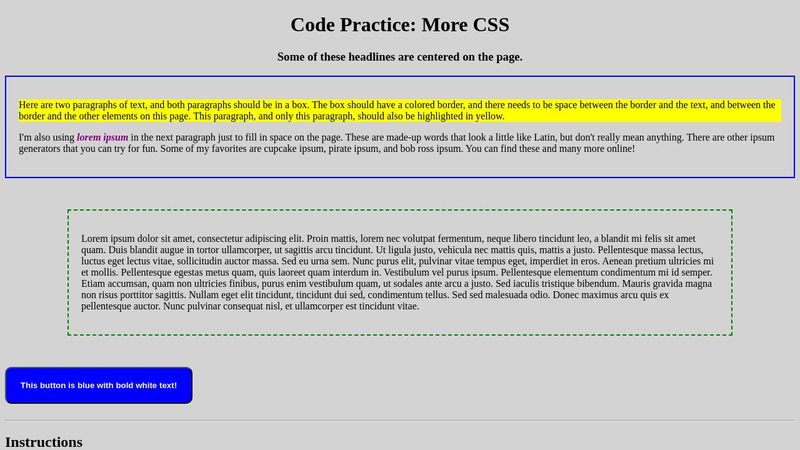 Code Practice: More CSS