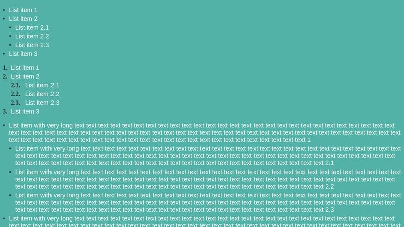 CSS color of UL/OL list bullets and numbers