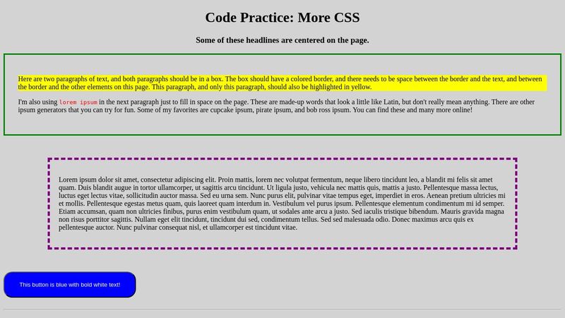 Code Practice: More CSS