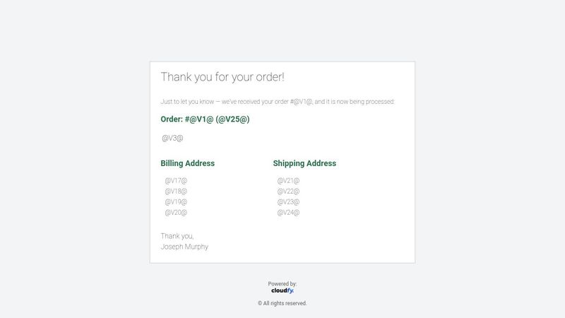 Order Success Cloudfy Template