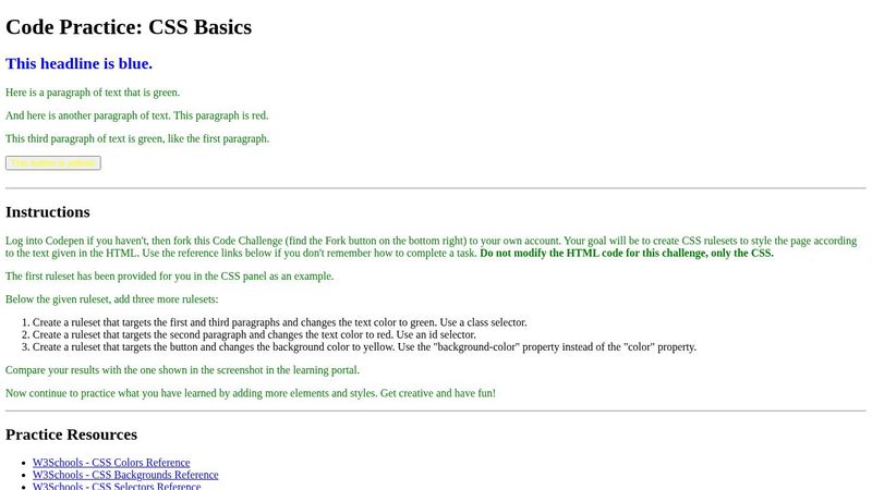 Code Practice: CSS Basics