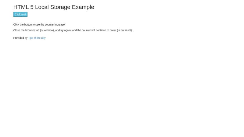 HTML 5 Local Storage Example
