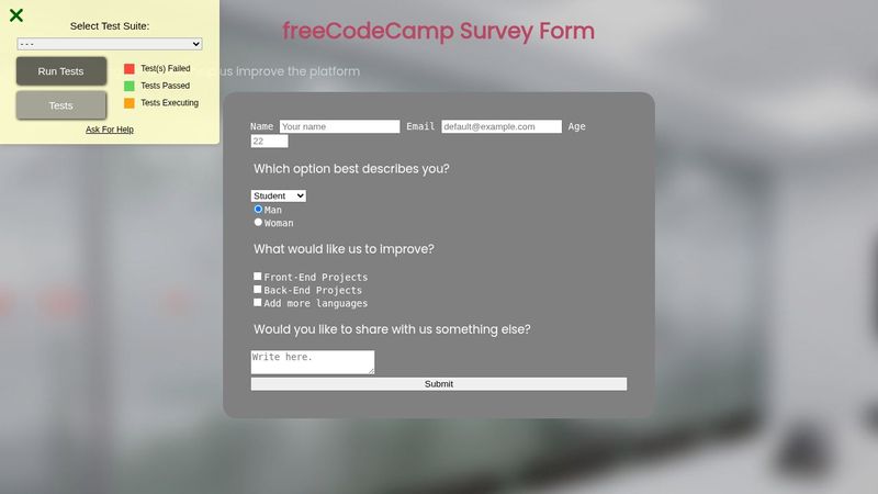 freeCodeCamp Survey Form