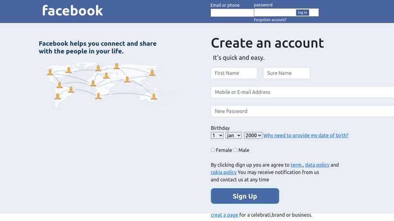 Facebook Log In Page