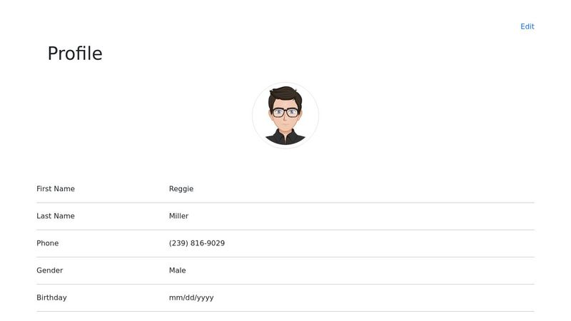profile screen with bootstrap 5