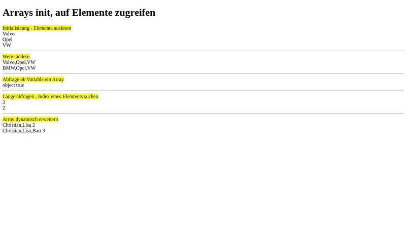 Js 03 Arrays - Init & Elemente