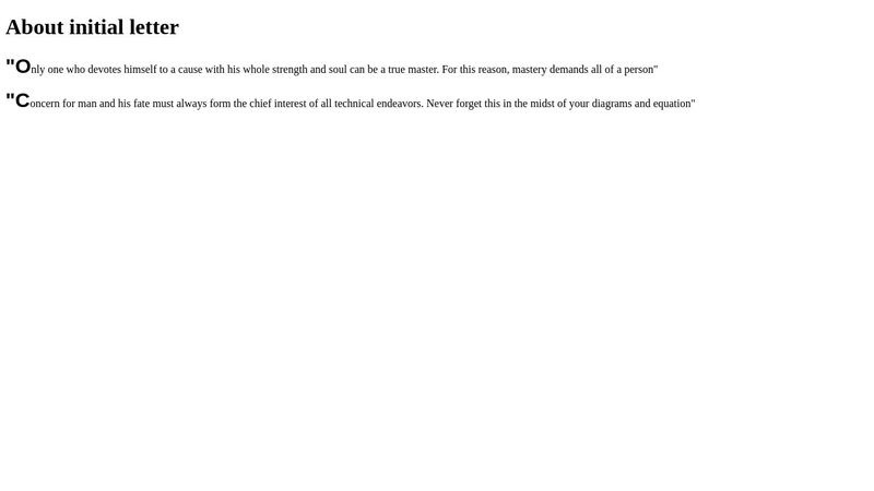 Explorer CSS | First letter