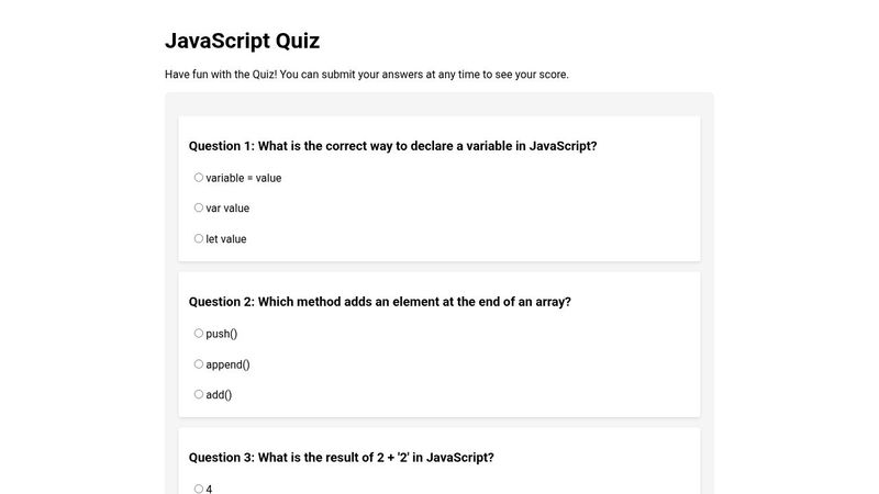 JavaScript Quiz