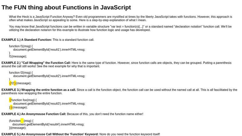 The FUN thing about Functions in JavaScript