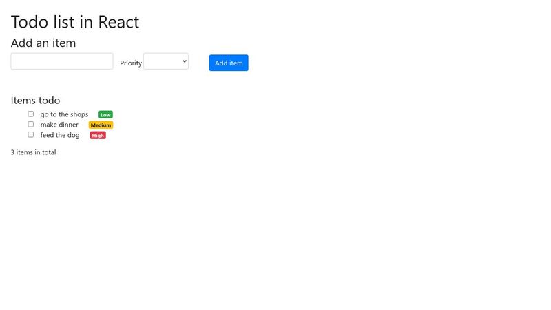 A React To-do list