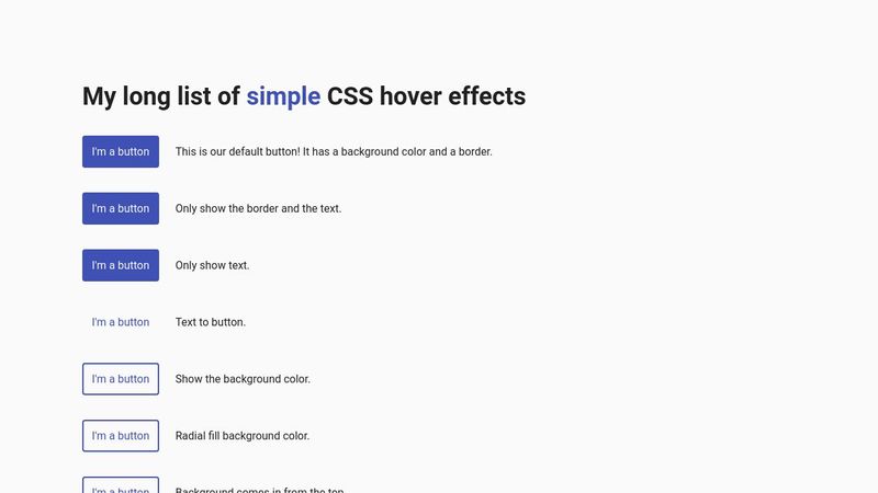 My long list of simple CSS hover effects