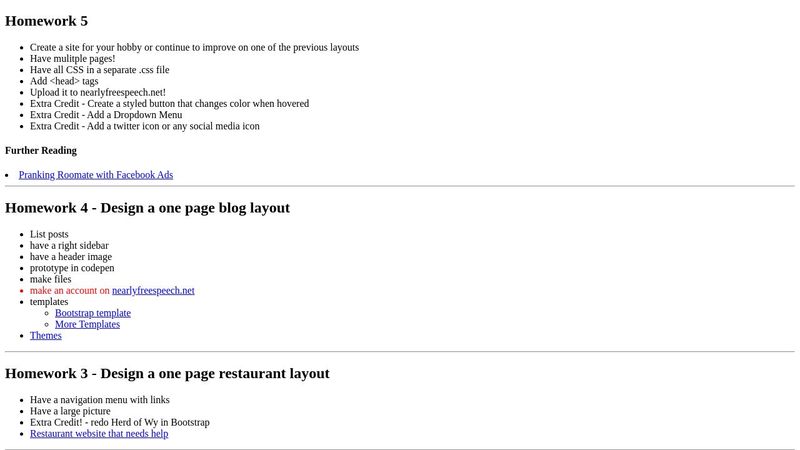 HTML and CSS - Homework 1 - Resume