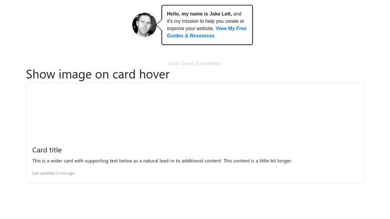 Show image on card hover - Bootstrap 4