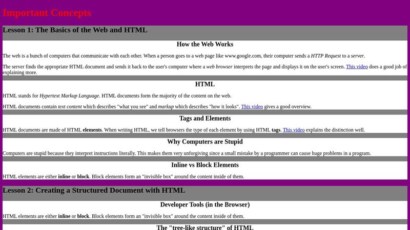 Andy's Notes (HTML with basic CSS)