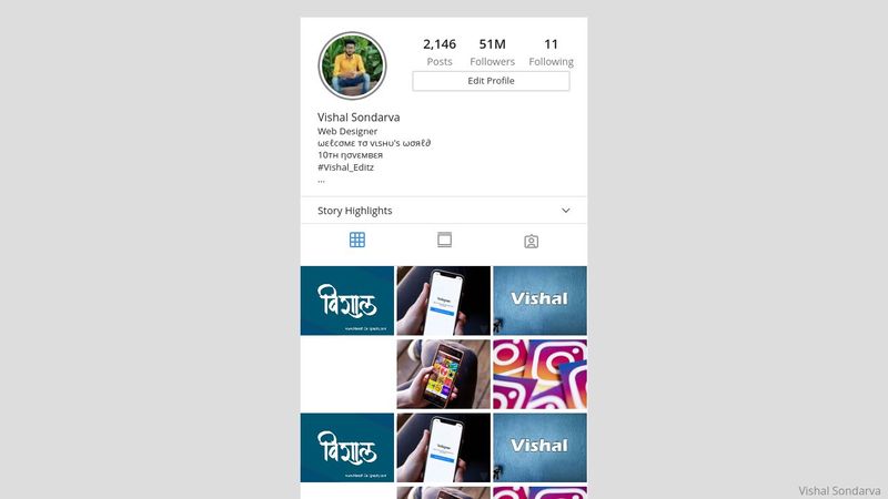 Instagram Profile Design HTML & CSS - Vishal Sondarva