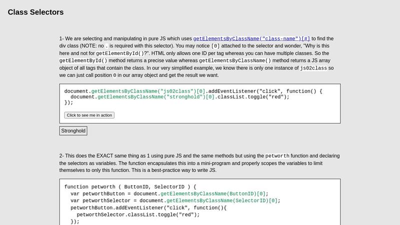 Event Listener Reference- Class Selectors