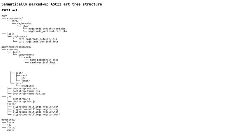 ASCII-art folder structure diagram in semantic markup + CSS