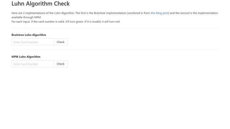 Luhn Algorithm Check