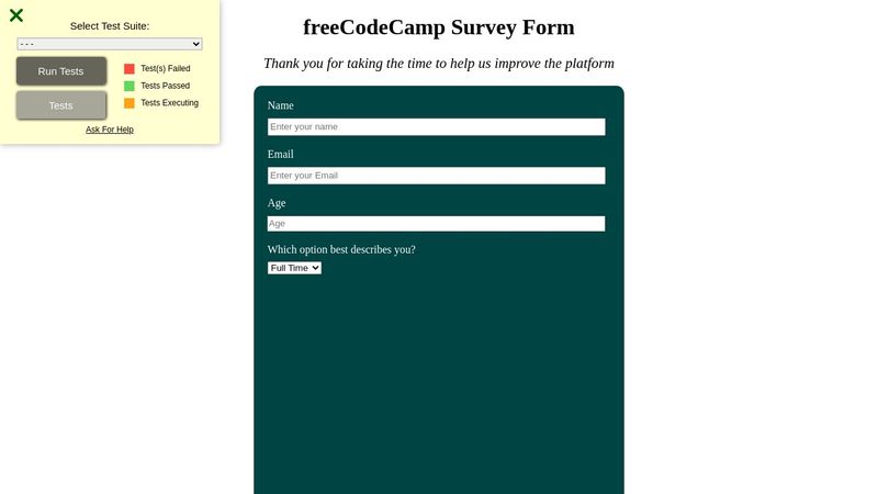 Survey Form - HTML Project - FCC