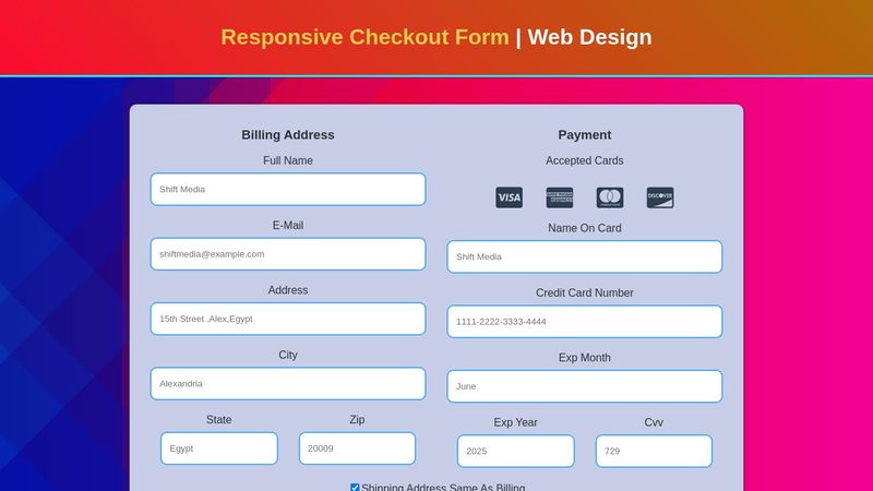 responsive checkout form