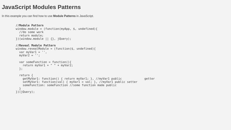 JavaScript Modules Patterns