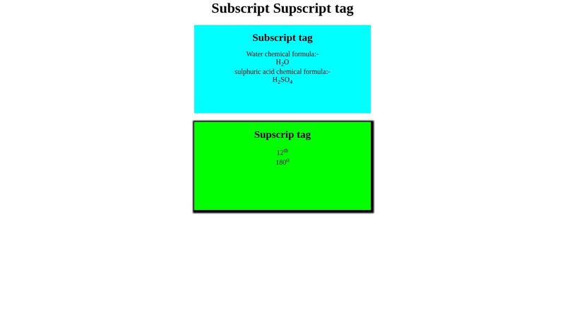 Subscript Supscript tag