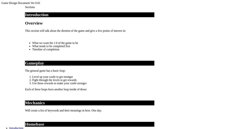HTML Exercise - Sections