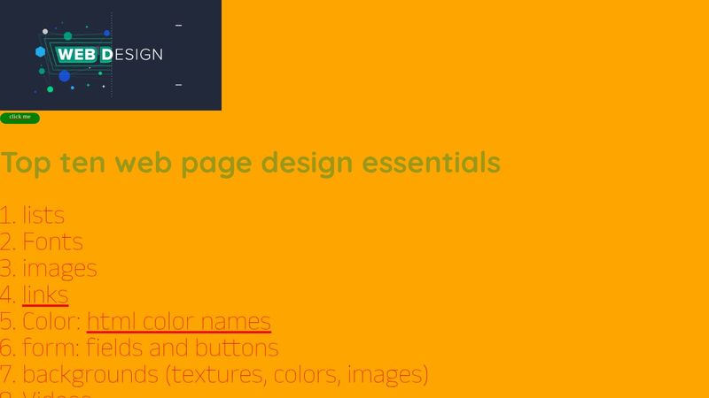 Live coding demo - Top ten web design essentials