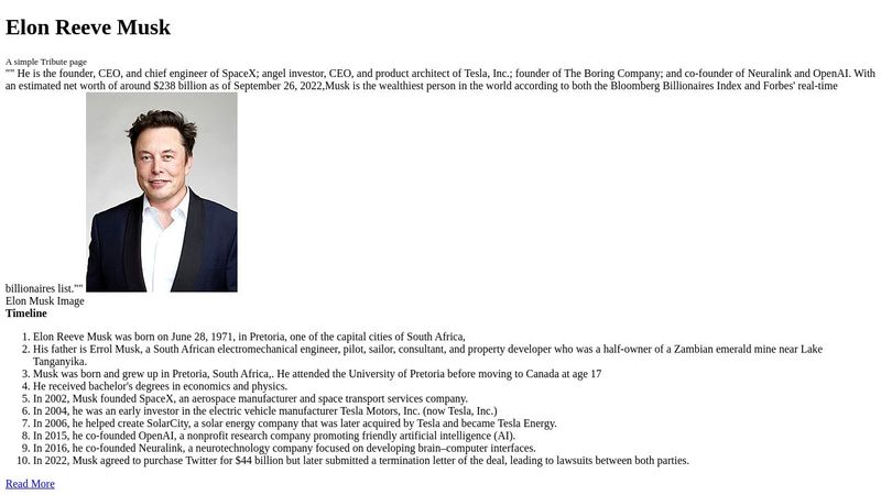 HTML tribute page task