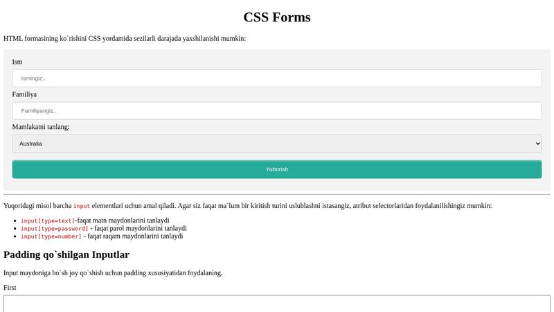 CSS Forms