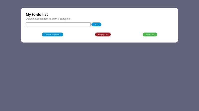 To Do List HTML/CSS/JS