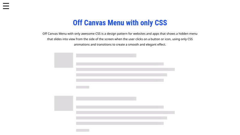 Pure CSS Off Canvas Menu