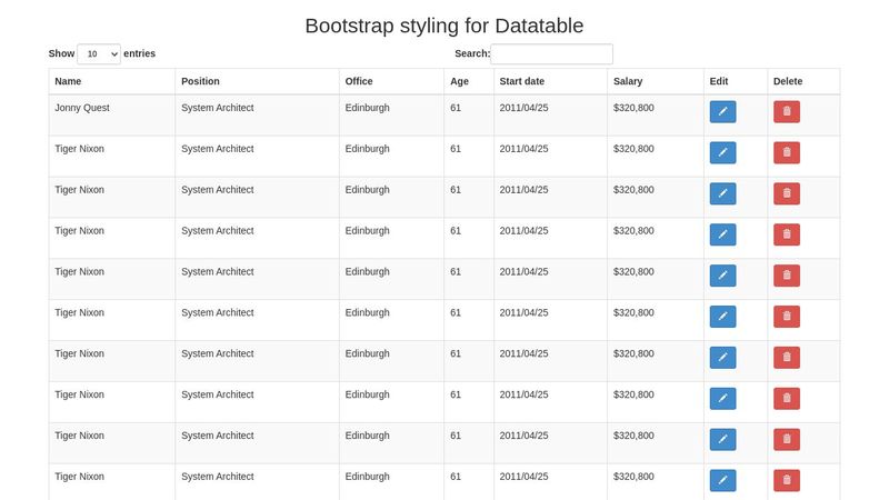 Datatable Bootstrap