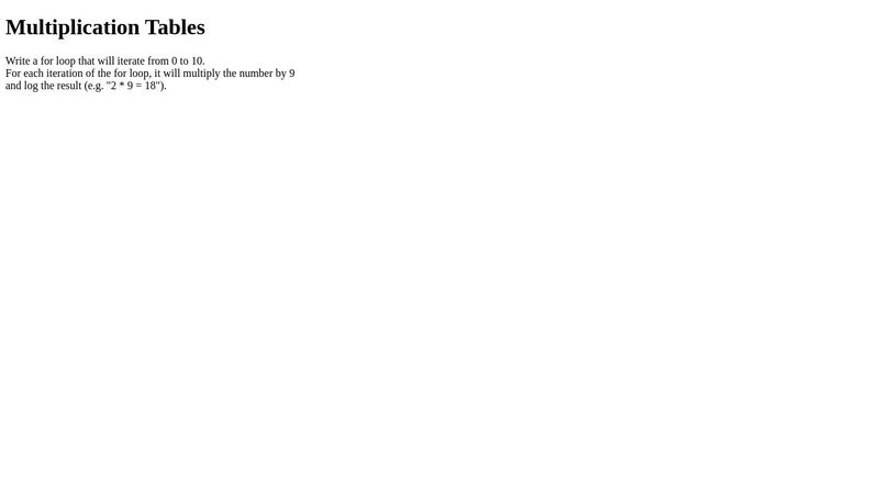 03 - Multiplication Tables