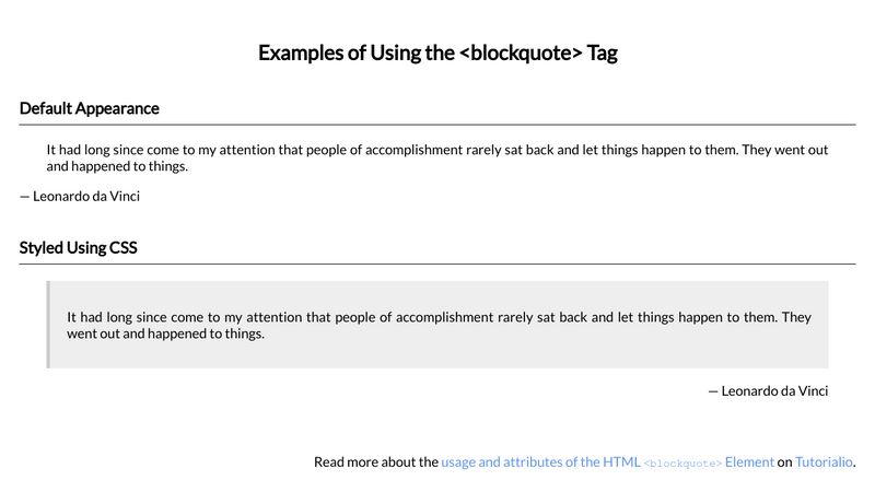 HTML Blockquote Tag