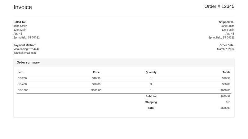 Invoice Bootstrap