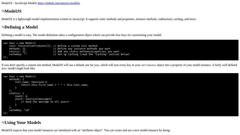 ModelJS - JavaScript Models nice