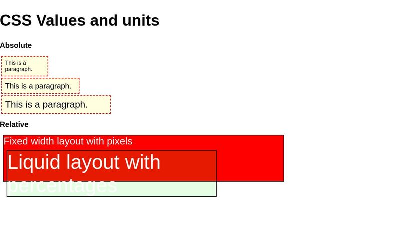 CSS values and units