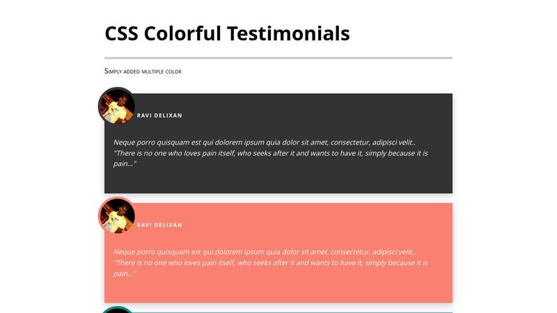 CSS Colorful Testimonials