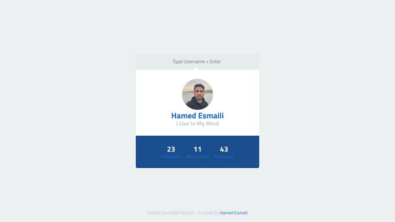 GitHub Card With ReactJS (ES6)
