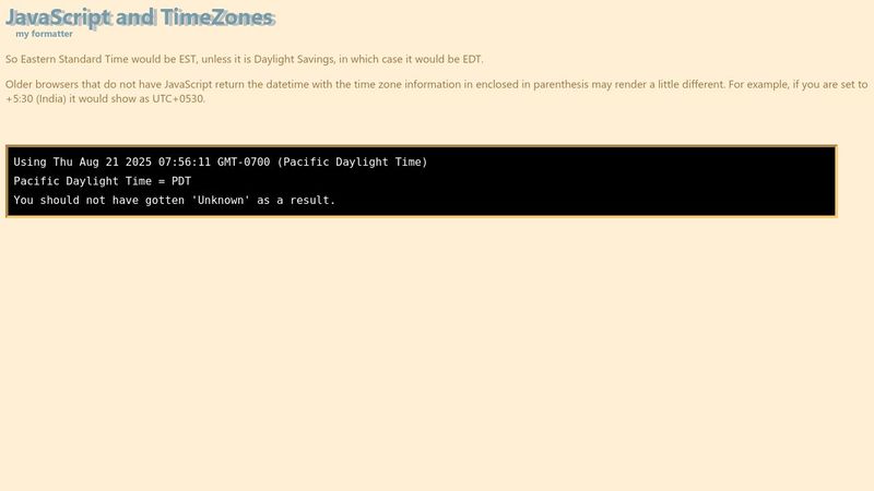JavaScript Time Zone