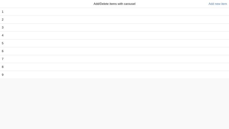 Add - delete items list carousel