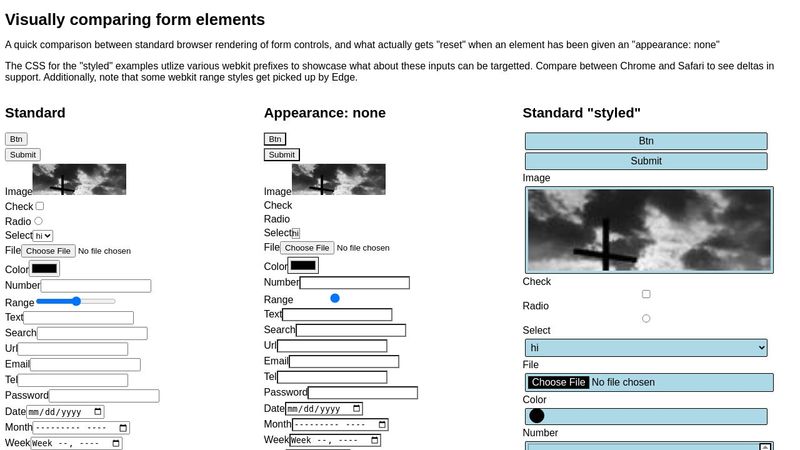form control styling comparisons