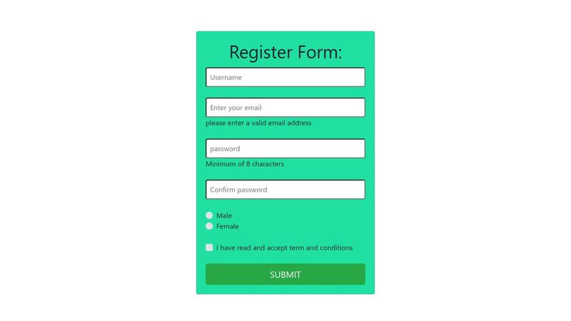 Register form using bootstrap