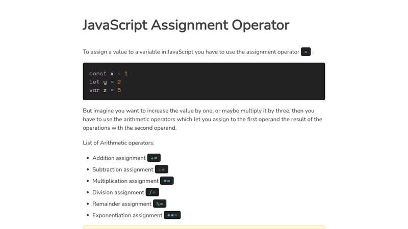 JavaScript Assignment Operator