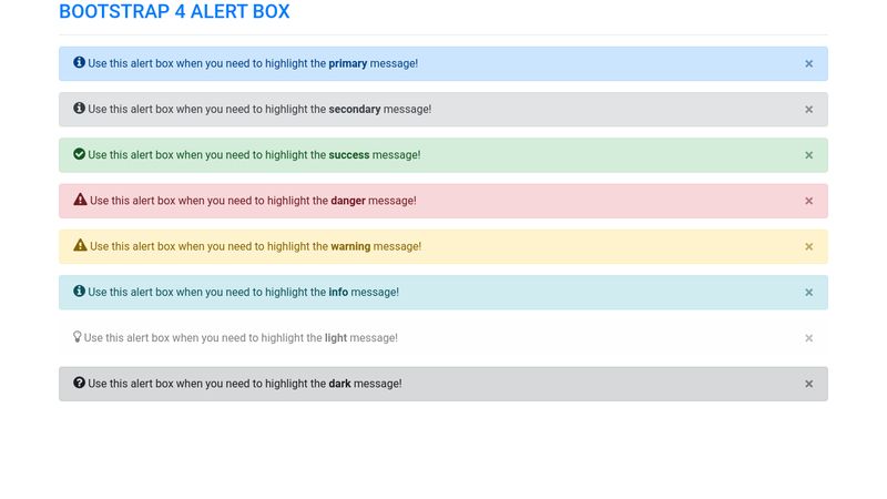 BOOTSTRAP 4 ALERT BOX