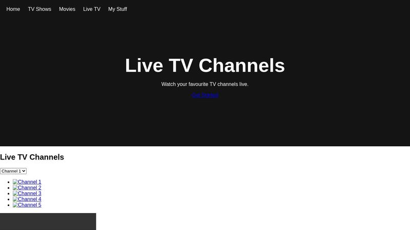HTML and CSS template for a live TV website with channels playing with ...