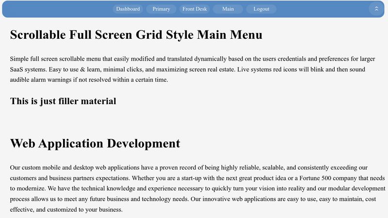 Scrollable Full Screen Grid Style Main Menu