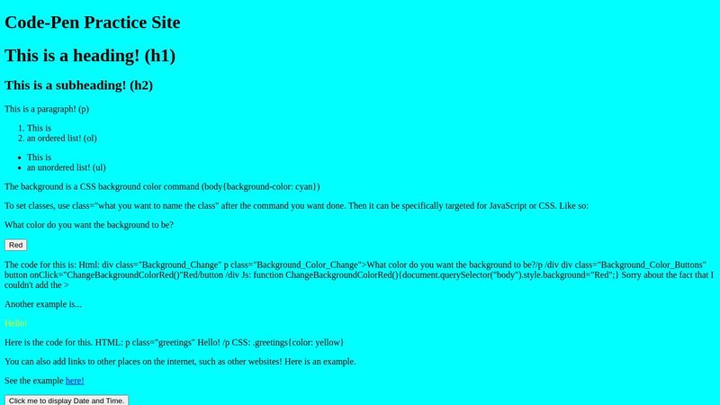 CodePen Practice Site