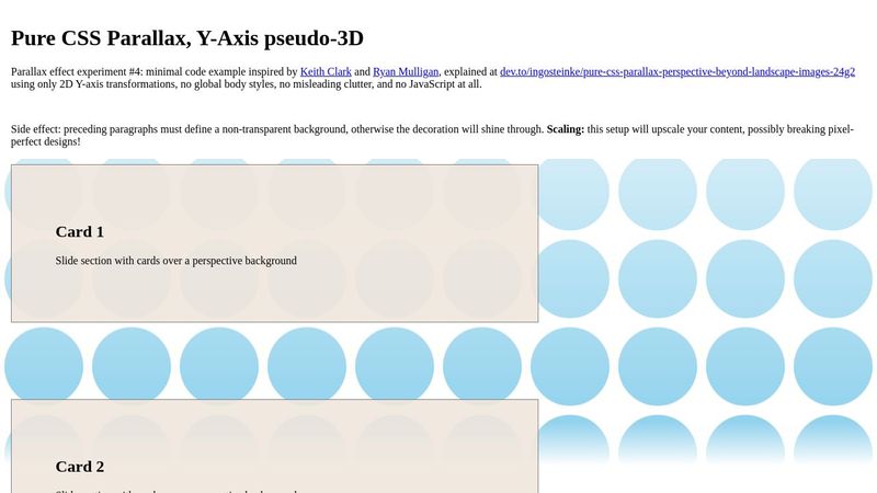 Pure CSS Parallax Scrolling, Y-Axis pseudo-3D